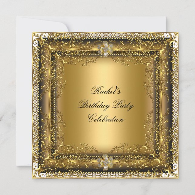 Invitación Elegante jewel de fiesta de cumpleaños de crema ne (Anverso)