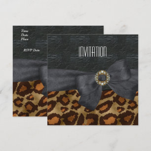 Invitación Elegante Joya Animal Salvaje Negro Oro