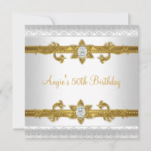 Invitación Elegante joya de oro blanco para fiesta de cumplea