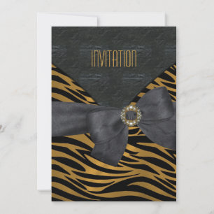Invitación Elegante Joya de Raya de Animal de Oro