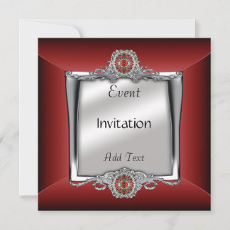 Invitación Elegante Joyas Plateadas Rojas