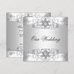 Invitación Elegante Joyería de Boda de Diamante Blanco Platea