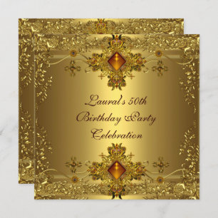 Invitación Elegante joyero de oro de la Fiesta de los 50 Años