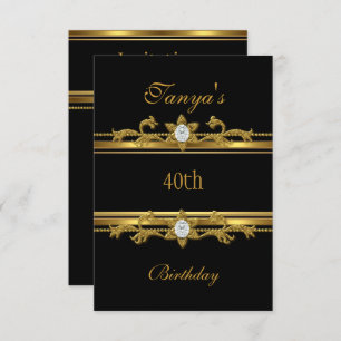 Invitación Elegante joyero de oro negro 40 cumpleaños