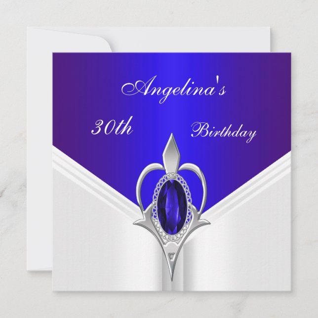 Invitación Elegante joyero de plata azul exótico en 30 años (Anverso)