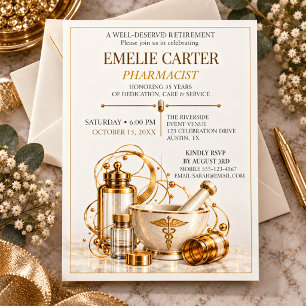 Invitación Elegante Jubilación de Farmacéutico Años de Servic