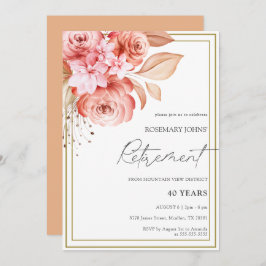 Invitación Elegante Jubilación De Pambas Florales