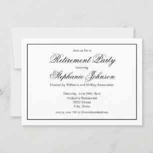 Invitación Elegante Jubilación Fiesta de escritura en blanco 
