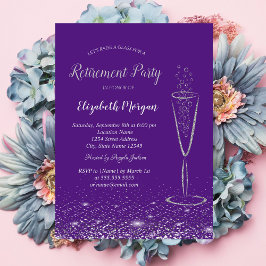 Invitación Elegante Jubilación Purple de Vidrio Confetti Plat