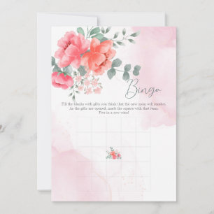 Invitación Elegante juego de bingo de bebé color rosa rosa de