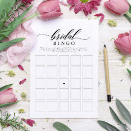 Invitación Elegante juego de Bingo de Ducha Bridal Script Clá