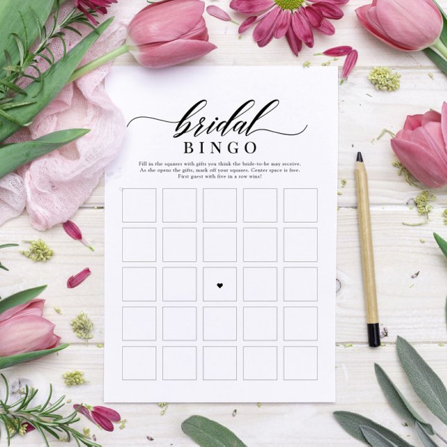 Invitación Elegante juego de Bingo de Ducha Bridal Script Clá (Subido por el creador)
