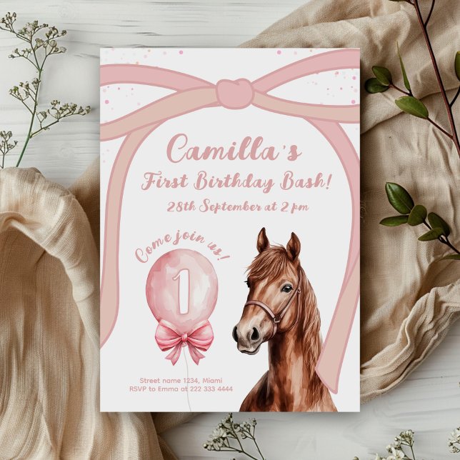 Invitación Elegante juerga de caballos 1er cumpleaños (Subido por el creador)