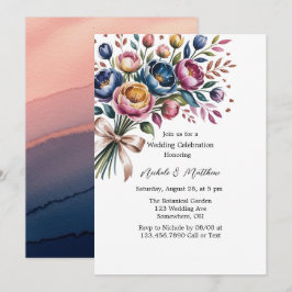 Invitación Elegante juramento floral para celebración Boda