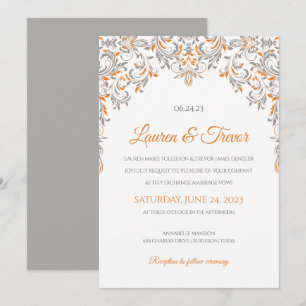 Invitación elegante   Kate (Naranja y gris)