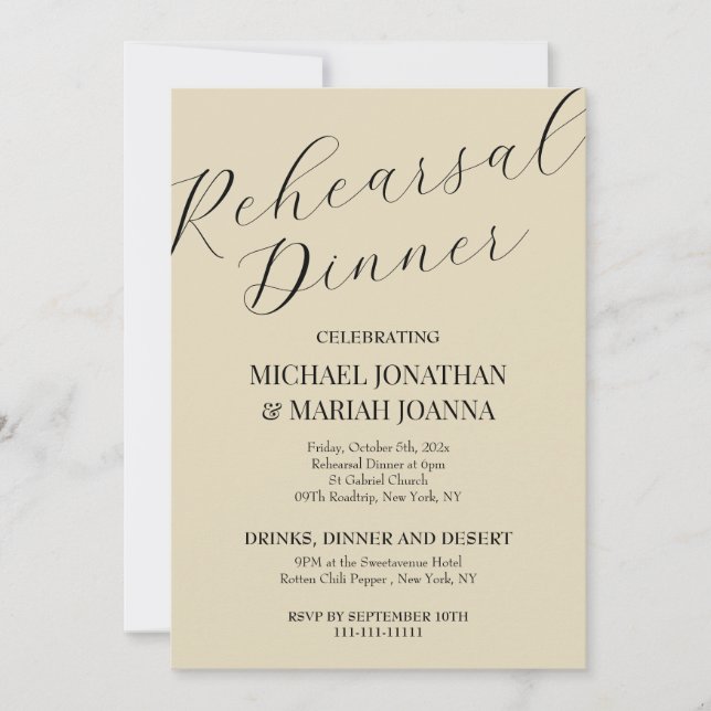 Invitación Elegante La Noche Antes De La Cena De Ensayos (Anverso)