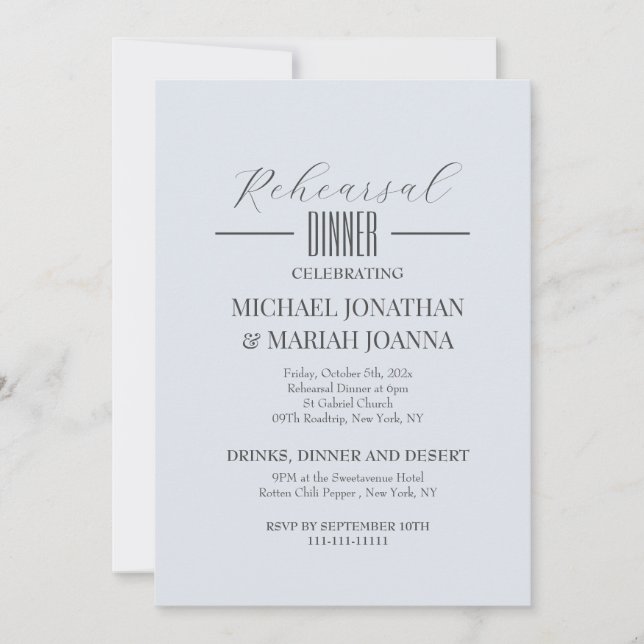 Invitación Elegante La Noche Antes De La Cena De Ensayos (Anverso)