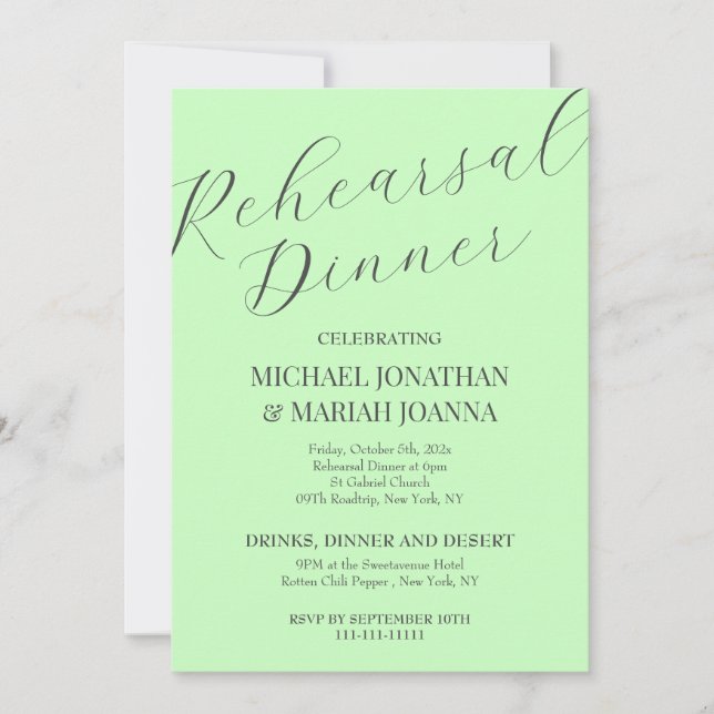 Invitación Elegante La Noche Antes De La Cena De Ensayos (Anverso)