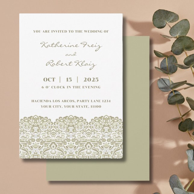 INVITACIÓN ELEGANTE LACE BEIGE (Subido por el creador)