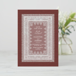 Invitación Elegante Lace de encaje vintage para salvar la fec