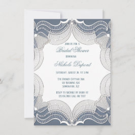 Invitación Elegante Lace En La Ducha Bridal Boda Azul