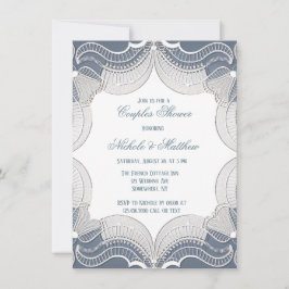 Invitación Elegante Lace En La Ducha De Parejas De Gradiente 