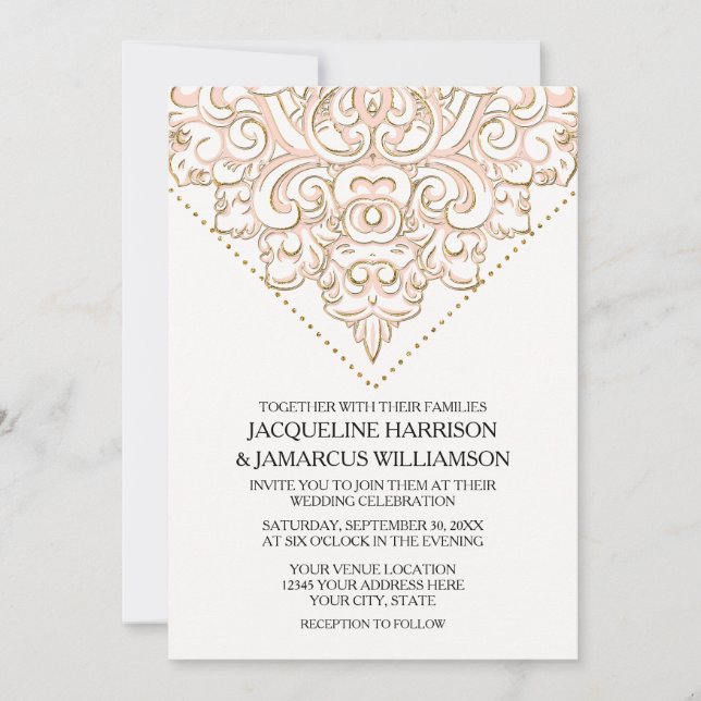Invitación Elegante Lace Scroll Swirl Moderno Boda simple (Anverso)