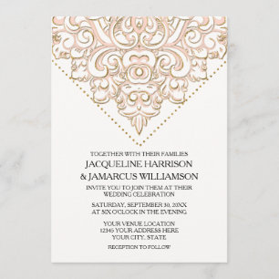 Invitación Elegante Lace Scroll Swirl Moderno Boda simple