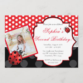 Invitación Elegante Ladybug Polka punto Cumpleaños