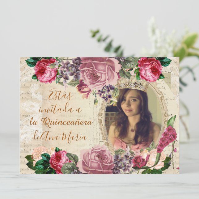 Invitación Elegante lamentable de la Quinceanera (Anverso de pie)