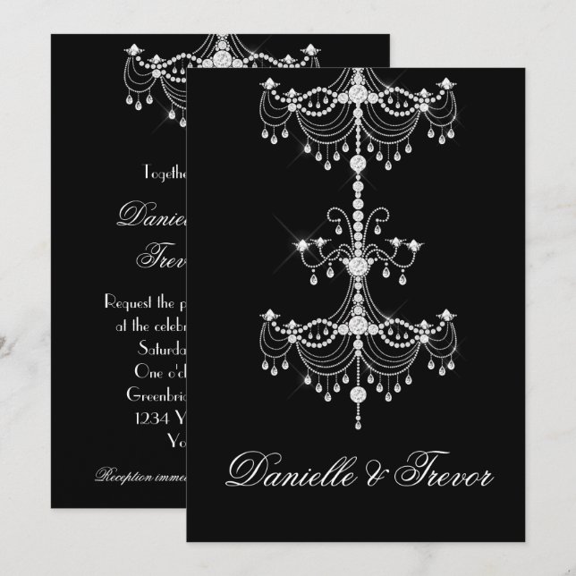Invitación Elegante lámpara de araña de diamantes de orquesta (Anverso / Reverso)
