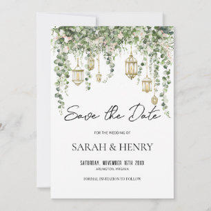 Invitación Elegante lámpara de eucalipto Save the Date