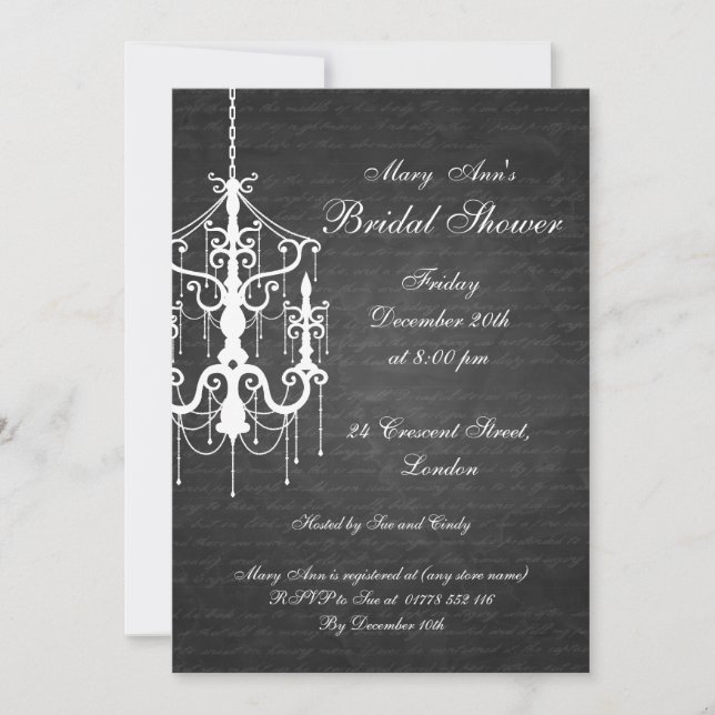 Invitación Elegante lámpara de techo negro (Anverso)