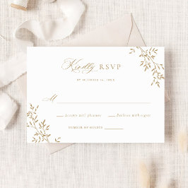 Invitación Elegante Laurel de Oro Leafy Boda Botánica RSVP