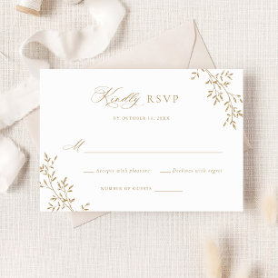 Invitación Elegante Laurel de Oro Leafy Boda Botánica RSVP