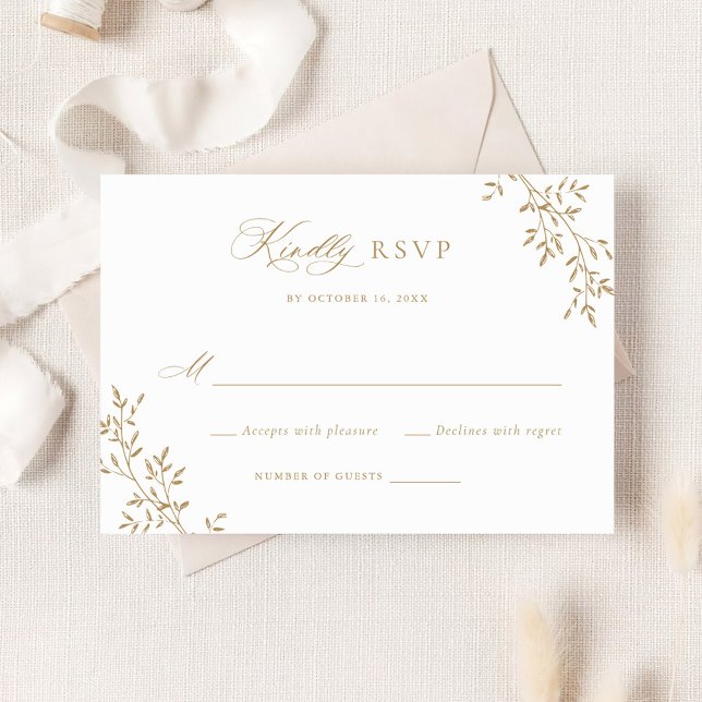 Invitación Elegante Laurel de Oro Leafy Boda Botánica RSVP (Subido por el creador)