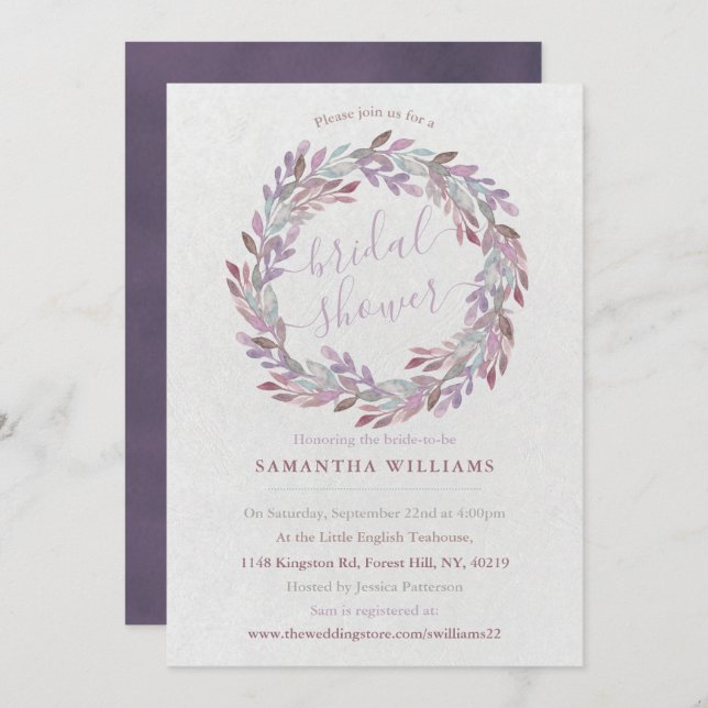 Invitación Elegante Laurel Wreath Bridal Shower (Anverso / Reverso)