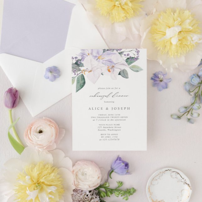 Invitación Elegante Lavanda Acuarela Ensayo Cena (Subido por el creador)