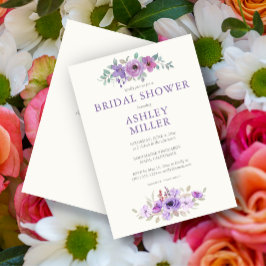 Invitación Elegante Lavanda Acuarela Floral Bridal Ducha