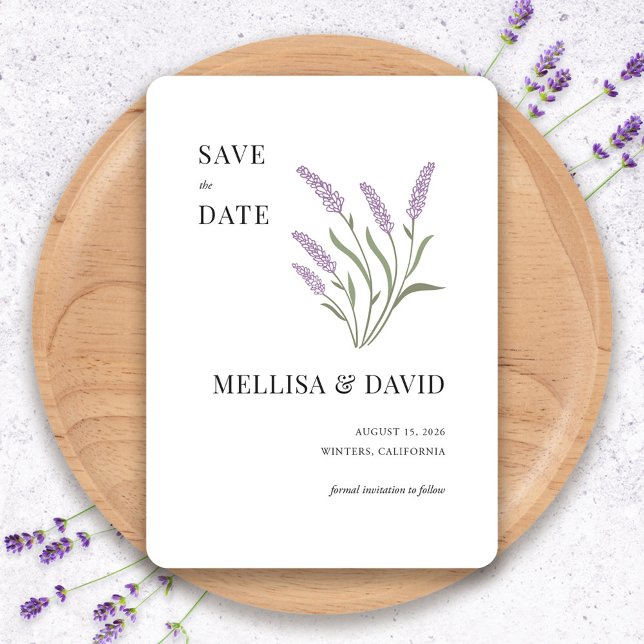 Invitación Elegante Lavanda Ahorra La Fecha (Elegant Lavender Save The Date by Fiesta Valley Print)