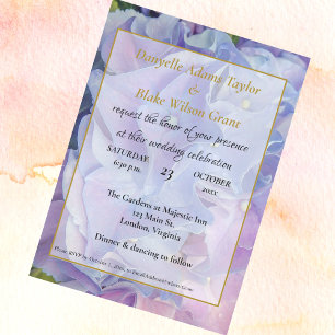 Invitación Elegante Lavanda Azul Floral Hydrangea Boda