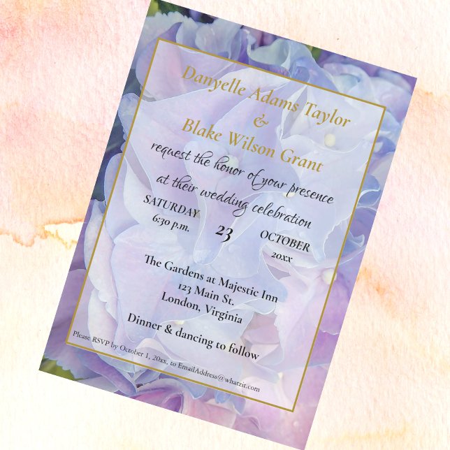 Invitación Elegante Lavanda Azul Floral Hydrangea Boda (Subido por el creador)