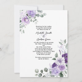 Invitación Elegante Lavanda Boda de acuarela morado floral