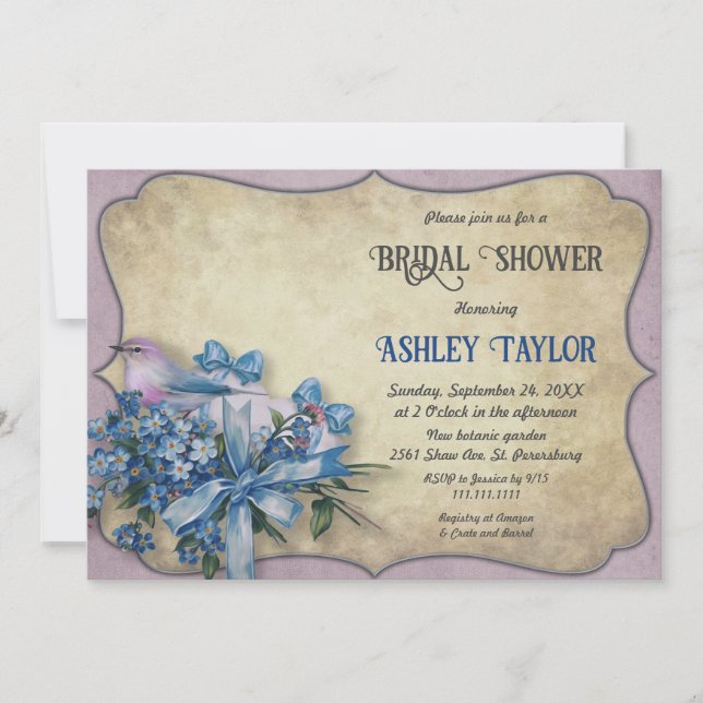 Invitación Elegante Lavanda Boho Floral Rustic Bridal Ducha (Anverso)