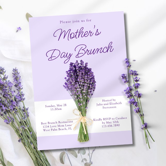 Invitación Elegante Lavanda Bouquet Brunch Día de la Madre (Subido por el creador)