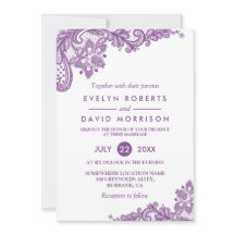 Elegante Lavanda de encaje Boda formal morado blan