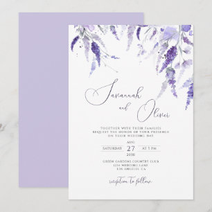 Invitación Elegante Lavanda Dusty Purple Floral Lilac Boda