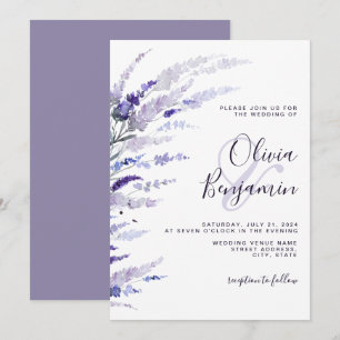 Invitación Elegante Lavanda Dusty Purple Wildflowers Boda