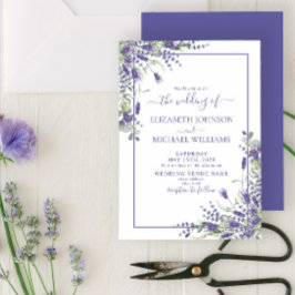 Invitación Elegante Lavanda Eucalyptus Boda de escritura flor