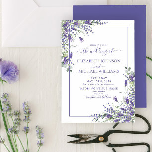 Invitación Elegante Lavanda Eucalyptus Boda de escritura flor
